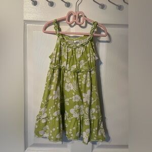 George Girls Green Floral Dress Size 4 Cotton Ruffle Trim Summer Dress